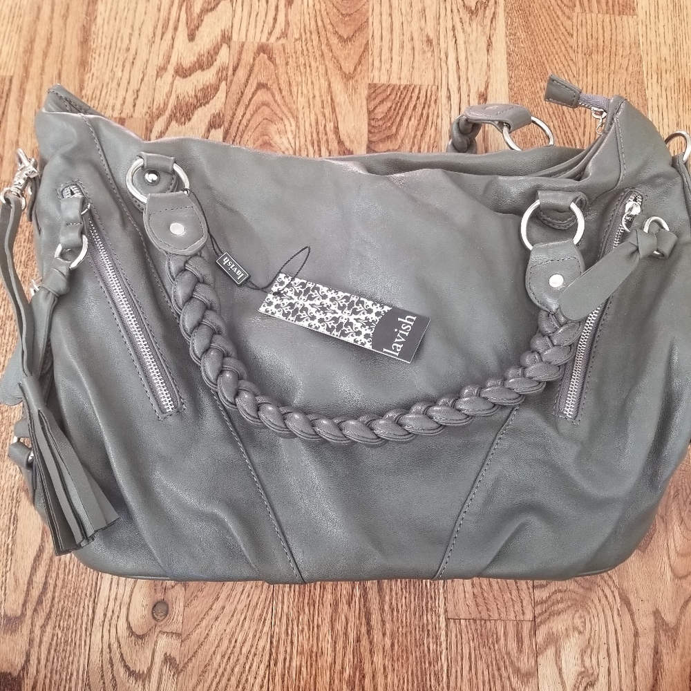 BNWT Lavish Handbag with Braided Strap Travel Classic Solid Color Boho Vibes